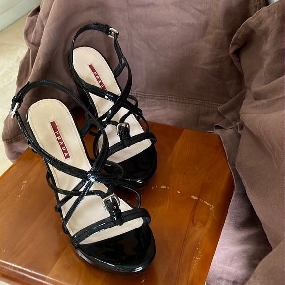 Prada wedge sandals black patent leather - Picture 1 of 4